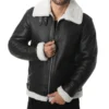 Black Leather Sheepskin B3 Bomber Jacket Main