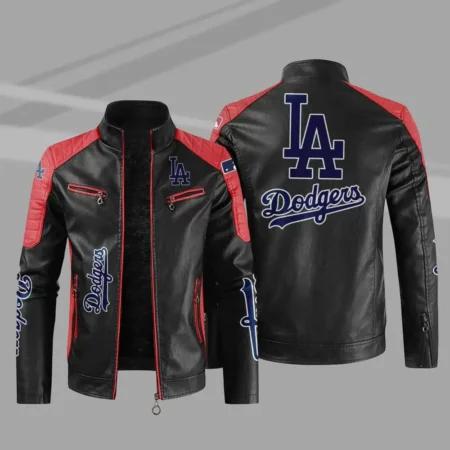 Black Red MLB Los Angeles Dodgers Leather Jacket