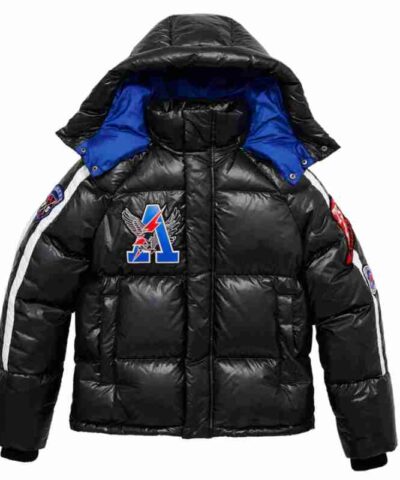 Black Varsity Down Jacket