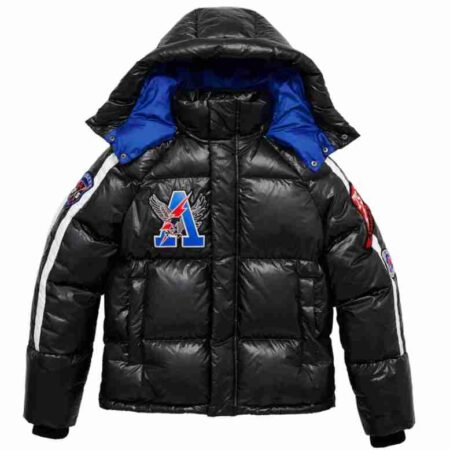 Black Varsity Down Jacket