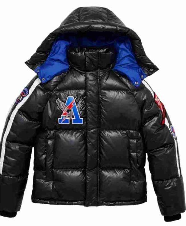 Black Varsity Down Jacket