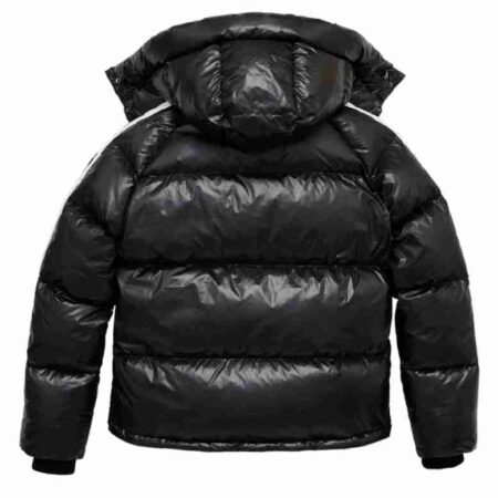 Black Varsity Down Polyester Jacket