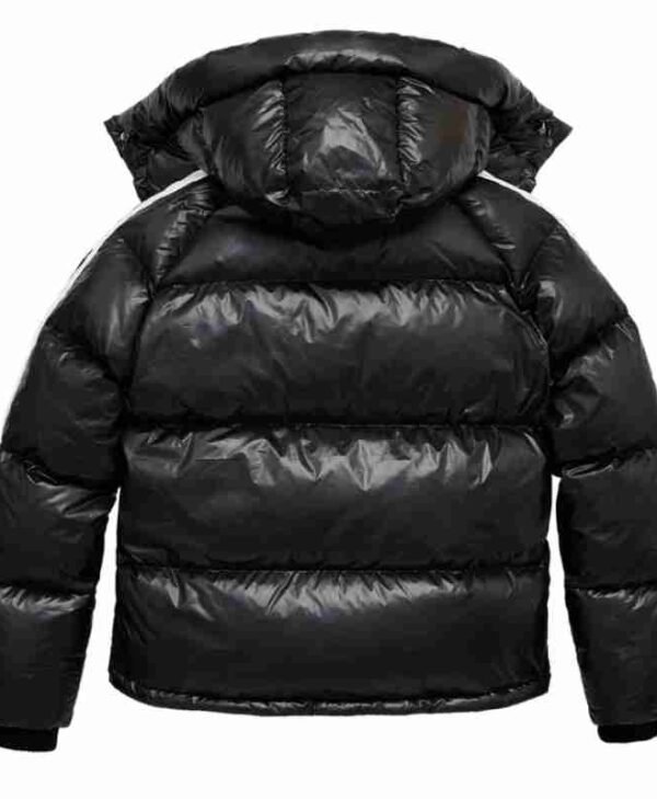 Black Varsity Down Polyester Jacket