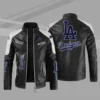 Black White MLB Los Angeles Dodgers Leather Jacket