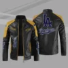 Black Yellow MLB Los Angeles Dodgers Leather Jacket