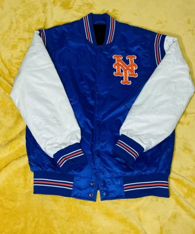 Blue White New York Mets Satin Jacket