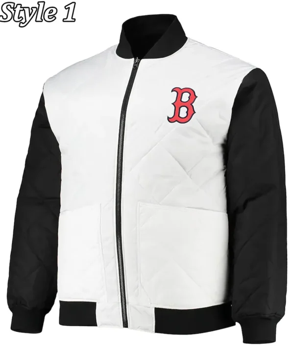 Boston Red Sox Black White Satin Jacket