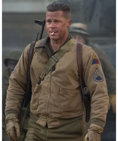 Brad Pitt Fury Wardaddy Bomber Jacket