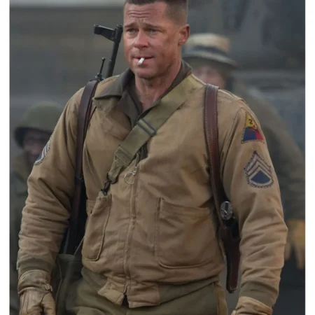 Brad Pitt Fury Wardaddy Bomber Jacket
