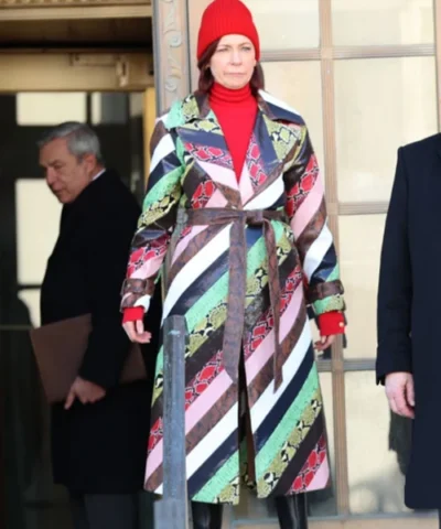 Carrie Preston Elsbeth S02 Snakeskin Coat