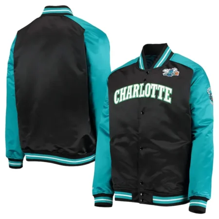 Charlotte Hornets Black and Teal Jacket