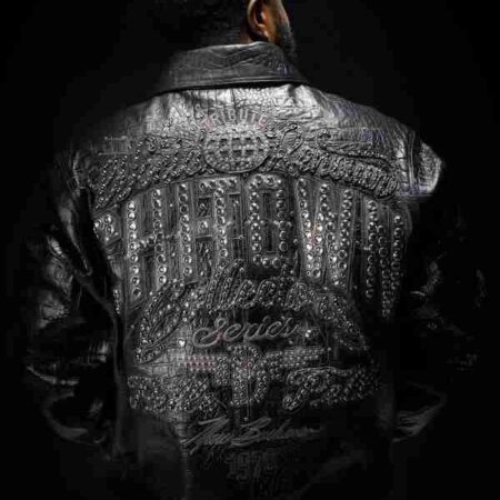 Chi Town Pelle Pelle White Leather Black Jacket