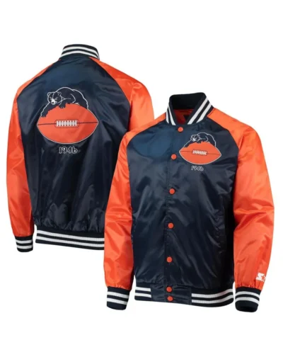 Chicago Bears Clean Up Throwback Satin Black Jacket