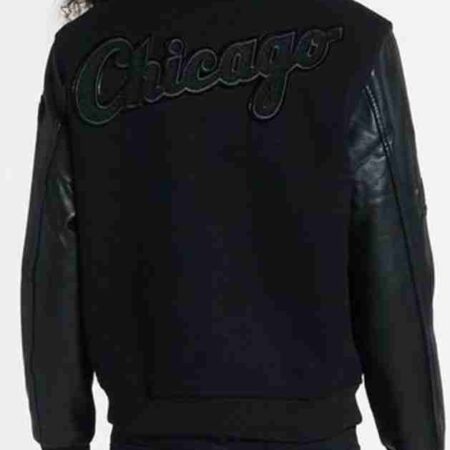 Chicago Bulls Triple Black Varsity Jacket 1