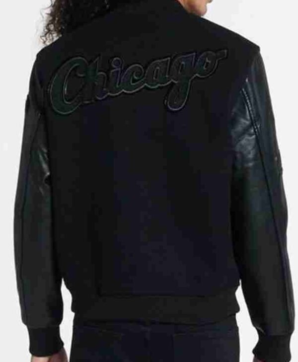 Chicago Bulls Triple Black Varsity Jacket 1