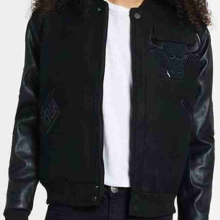 Chicago Bulls Triple Black Varsity Jacket