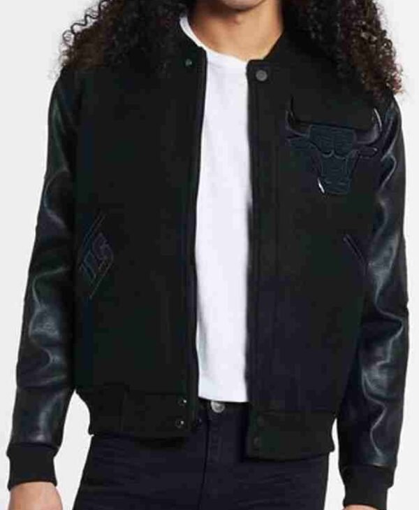 Chicago Bulls Triple Black Varsity Jacket