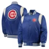 Chicago Cubs Full Snap Royal Cream Satin Jacket
