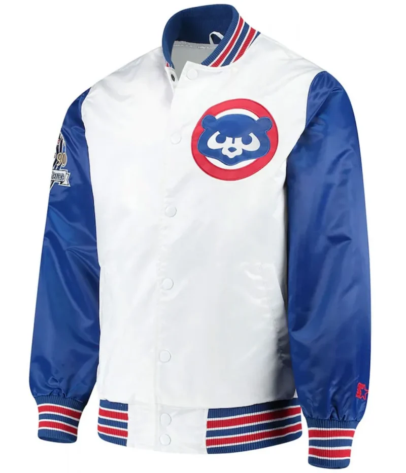 Chicago Cubs Satin Royal Blue and White Varsity Jacket