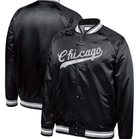 Chicago White Sox Full Snap Bomber Black Jacket