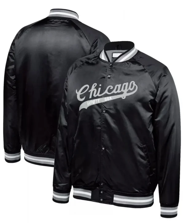 Chicago White Sox Full Snap Bomber Black Jacket