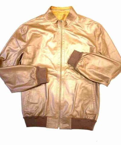 Cognac Reversible Suede Bomber Jacket