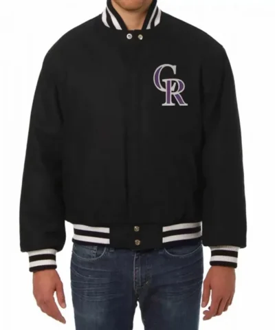Colorado Rockies Wool Varsity Black Jacket