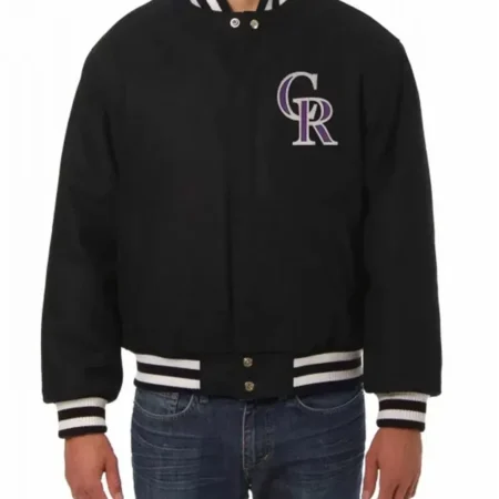 Colorado Rockies Wool Varsity Black Jacket