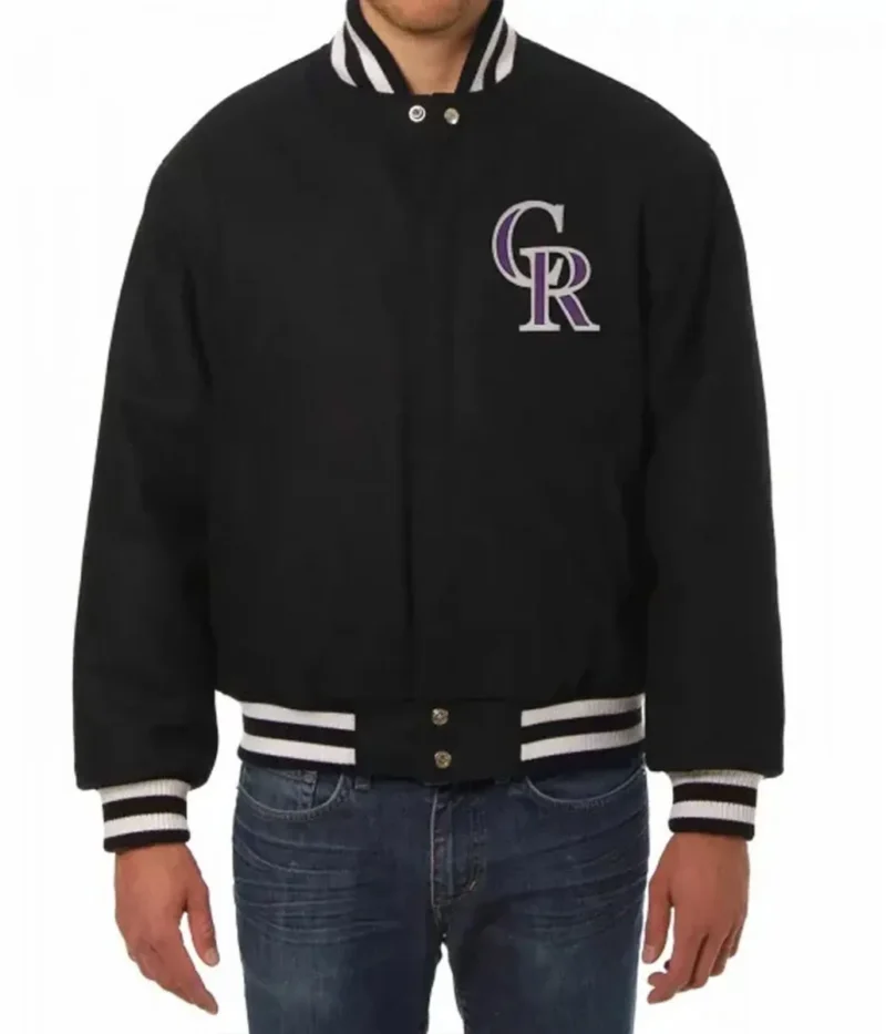 Colorado Rockies Wool Varsity Black Jacket