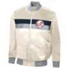 Cream New York Yankees Ambassador Zip Satin Jacket scaled 1
