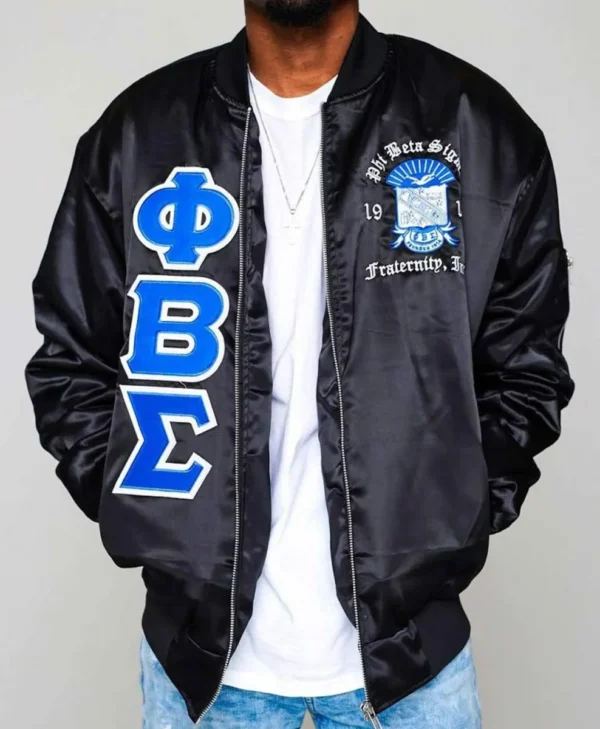 DVN Phi Beta Sigma Satin Black Jacket