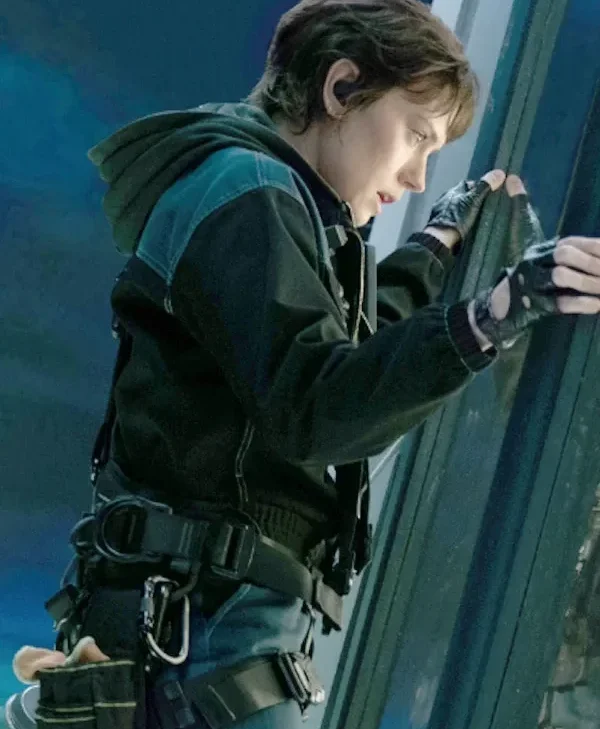 Daisy Ridley Cleaner Black and Blue Jacket For Sale