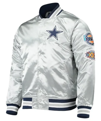 Dallas Cowboys Silver Satin Varsity Jacket