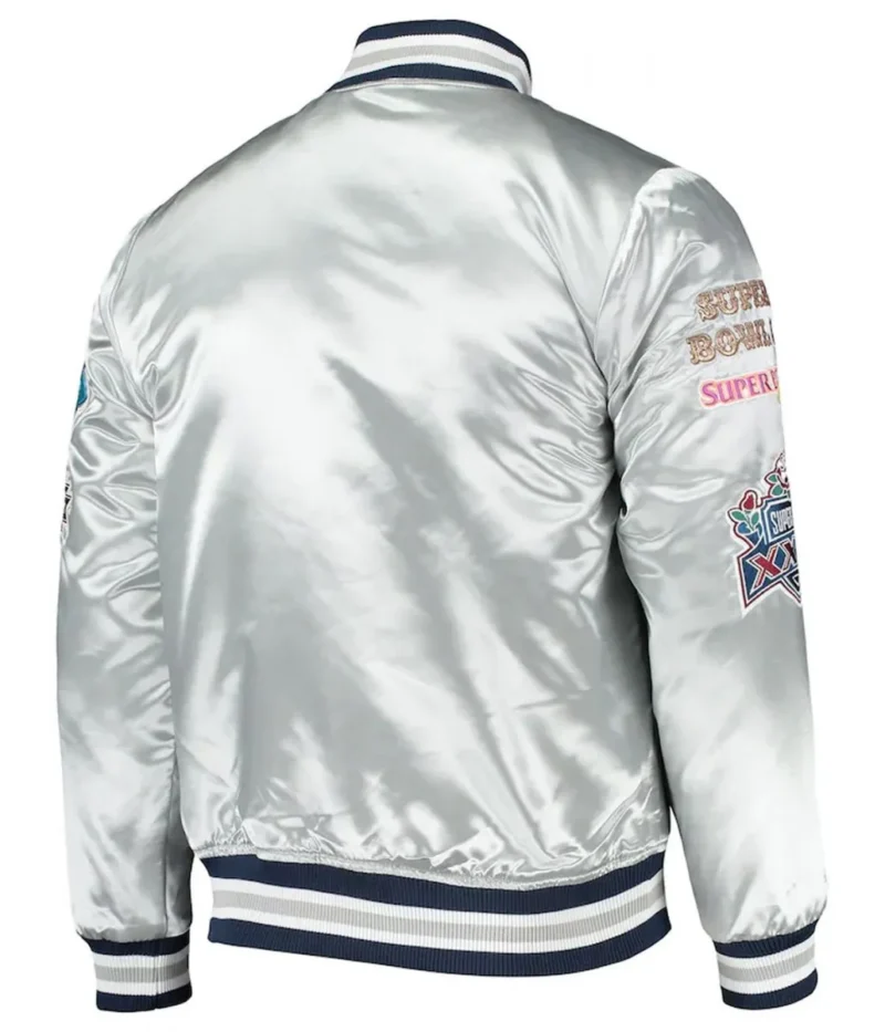 Dallas Cowboys Silver Satin Varsity Jackets