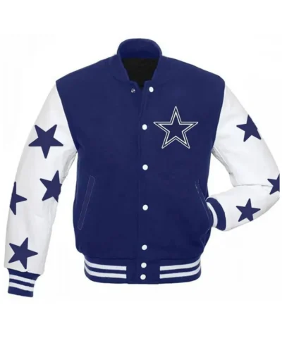 Dallas Cowboys Stars Varsity Royal Blue and White Jacket