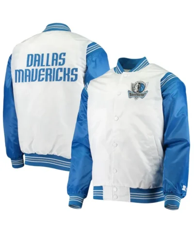 Dallas Mavericks Renegade White and Blue Satin Jacket
