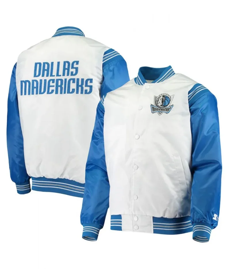 Dallas Mavericks Renegade White and Blue Satin Jacket