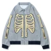 Denim Skulls Patchwork Furry Jacket