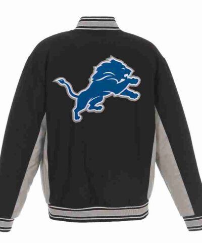 Detroit Lions Wool Black and Grey Jacket 1