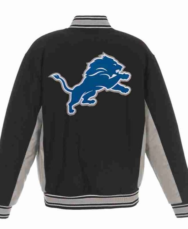 Detroit Lions Wool Black and Grey Jacket 1