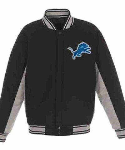 Detroit Lions Wool Black and Grey Jacket