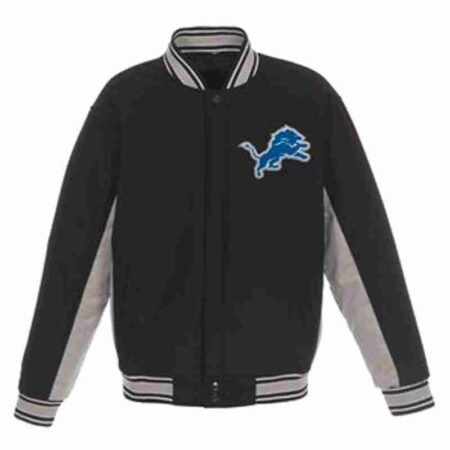 Detroit Lions Wool Black and Grey Jacket