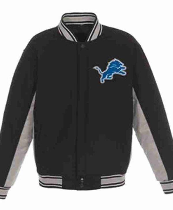 Detroit Lions Wool Black and Grey Jacket