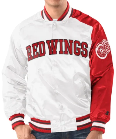 Detroit Red Wings Starter White Red Satin Jacket