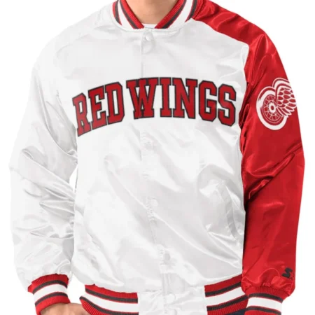 Detroit Red Wings Starter White Red Satin Jacket