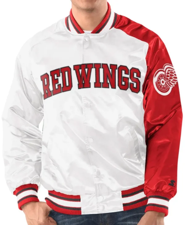 Detroit Red Wings Starter White Red Satin Jacket
