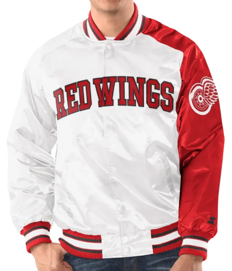 Detroit Red Wings Starter White Red Satin Jacket