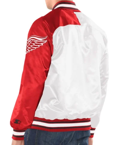 Detroit Red Wings Starter White Red Satin Jackets
