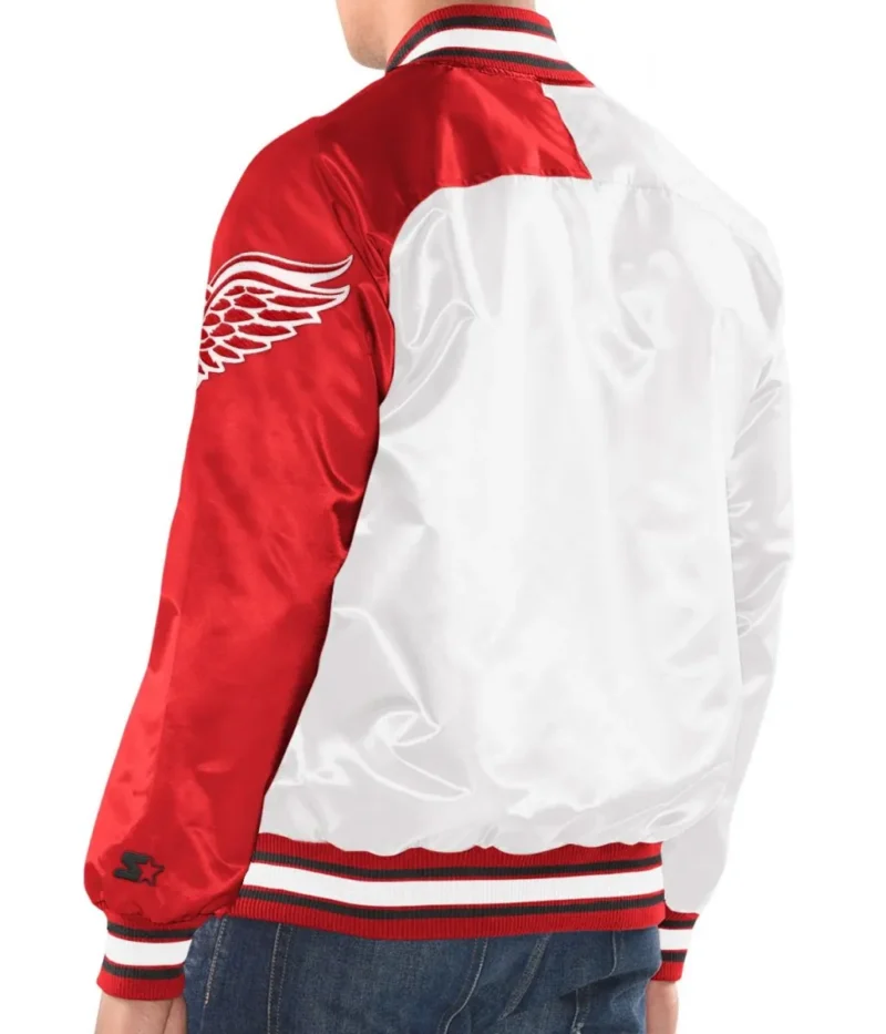 Detroit Red Wings Starter White Red Satin Jackets