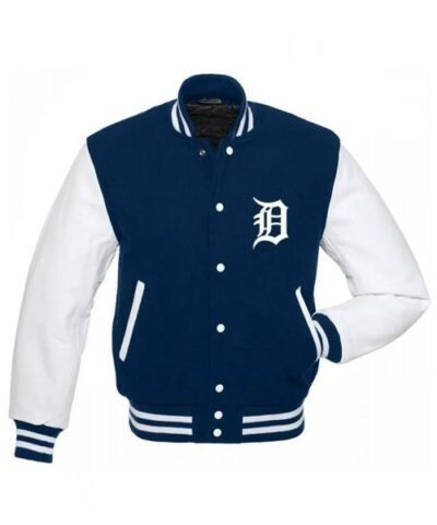 Detroit Tigers Letterman Blue and White Jacket